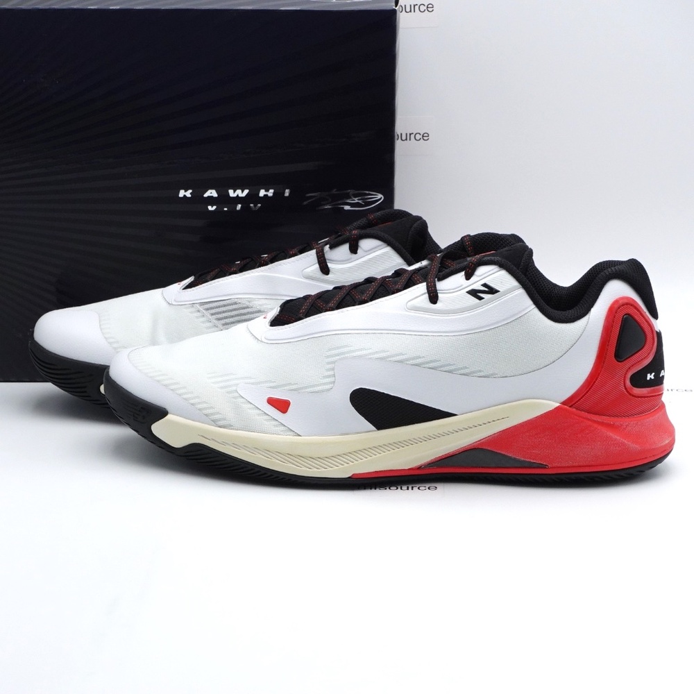 NEW Size 18 Men's New Balance KAWHI 4 Basketball Shoes BBKLSBR4 White/True Red